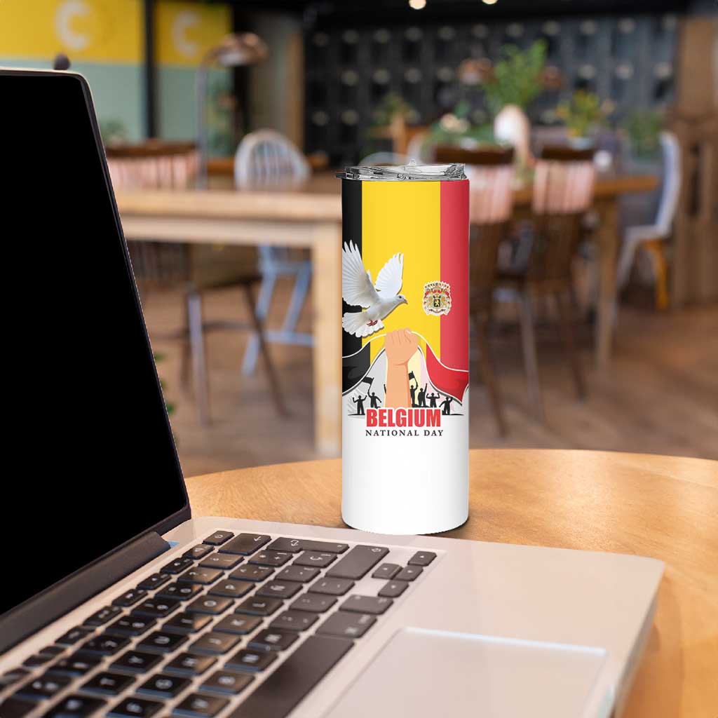 Belgian National Day Skinny Tumbler 21th July Flag with Dove