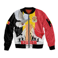 Belgian National Day Sleeve Zip Bomber Jacket 21th July Flag with Dove