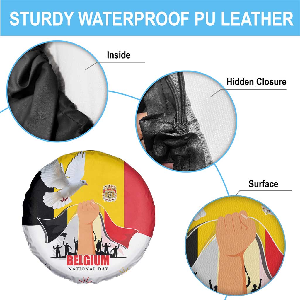 Belgian National Day Spare Tire Cover 21th July Flag with Dove