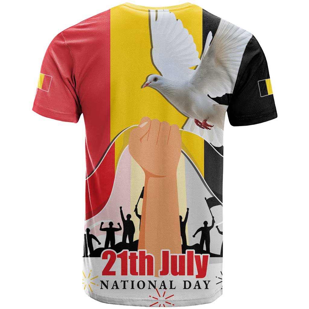 Belgian National Day T Shirt 21th July Flag with Dove