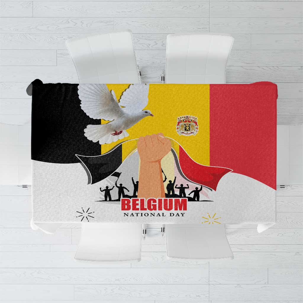Belgian National Day Tablecloth 21th July Flag with Dove