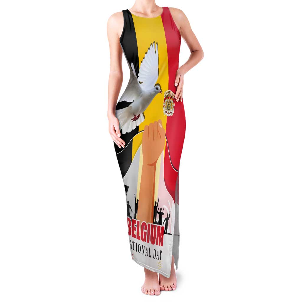 Belgian National Day Tank Maxi Dress 21th July Flag with Dove