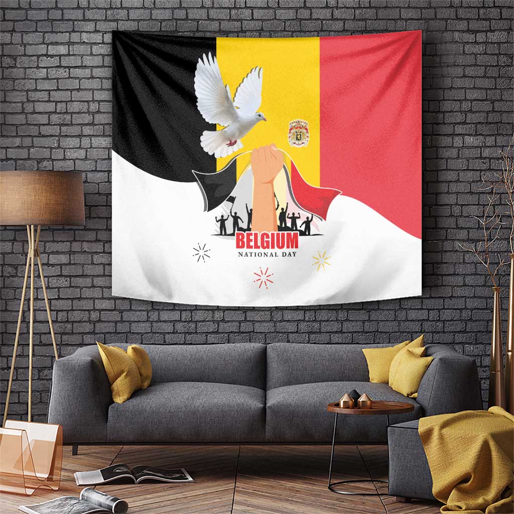 Belgian National Day Tapestry 21th July Flag with Dove