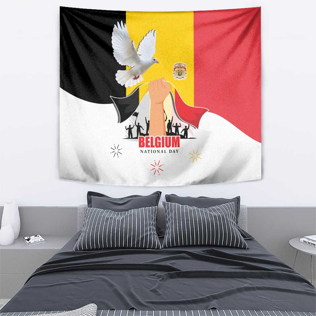 Belgian National Day Tapestry 21th July Flag with Dove