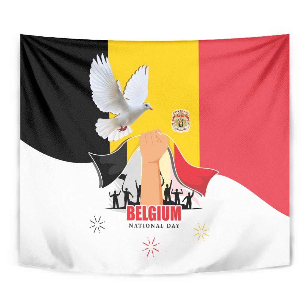 Belgian National Day Tapestry 21th July Flag with Dove