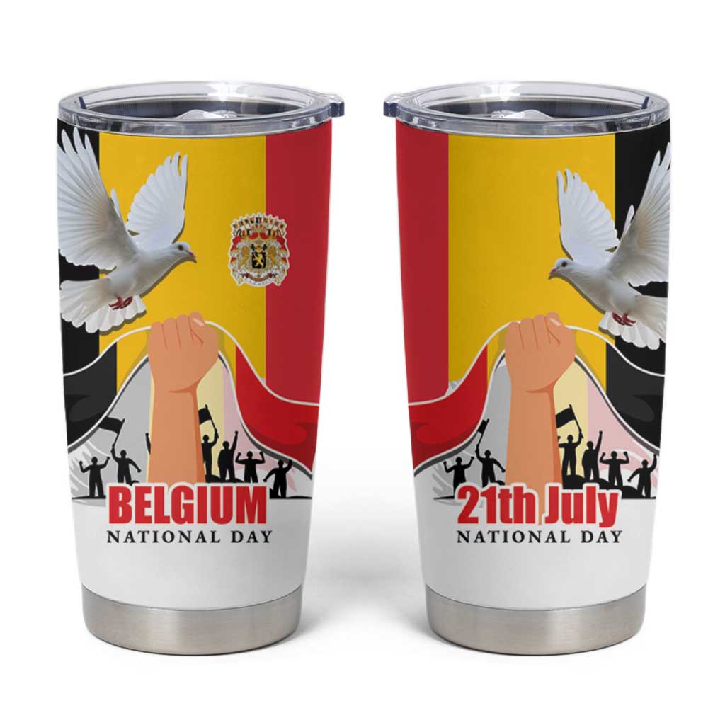 Belgian National Day Tumbler Cup 21th July Flag with Dove