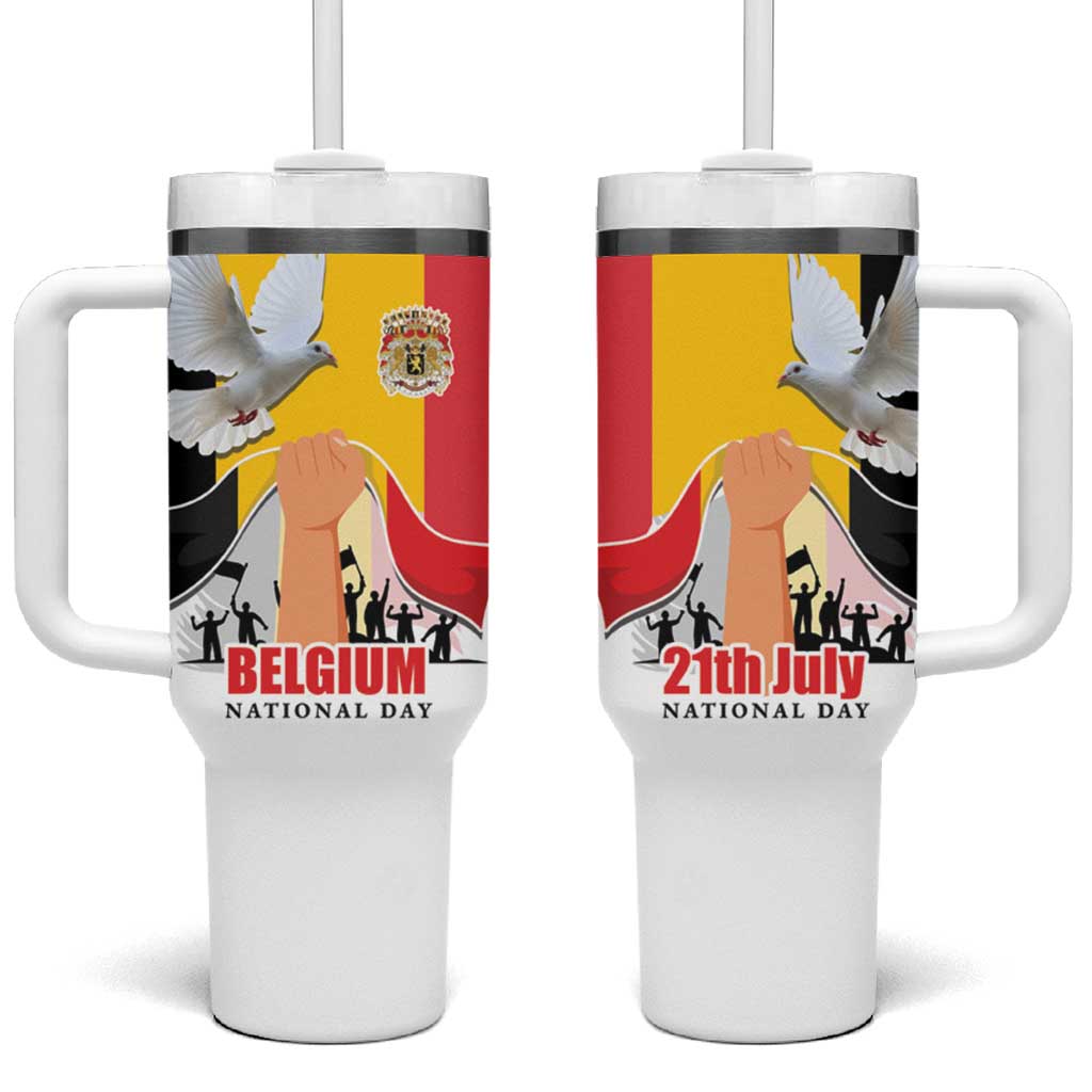 Belgian National Day Tumbler With Handle 21th July Flag with Dove