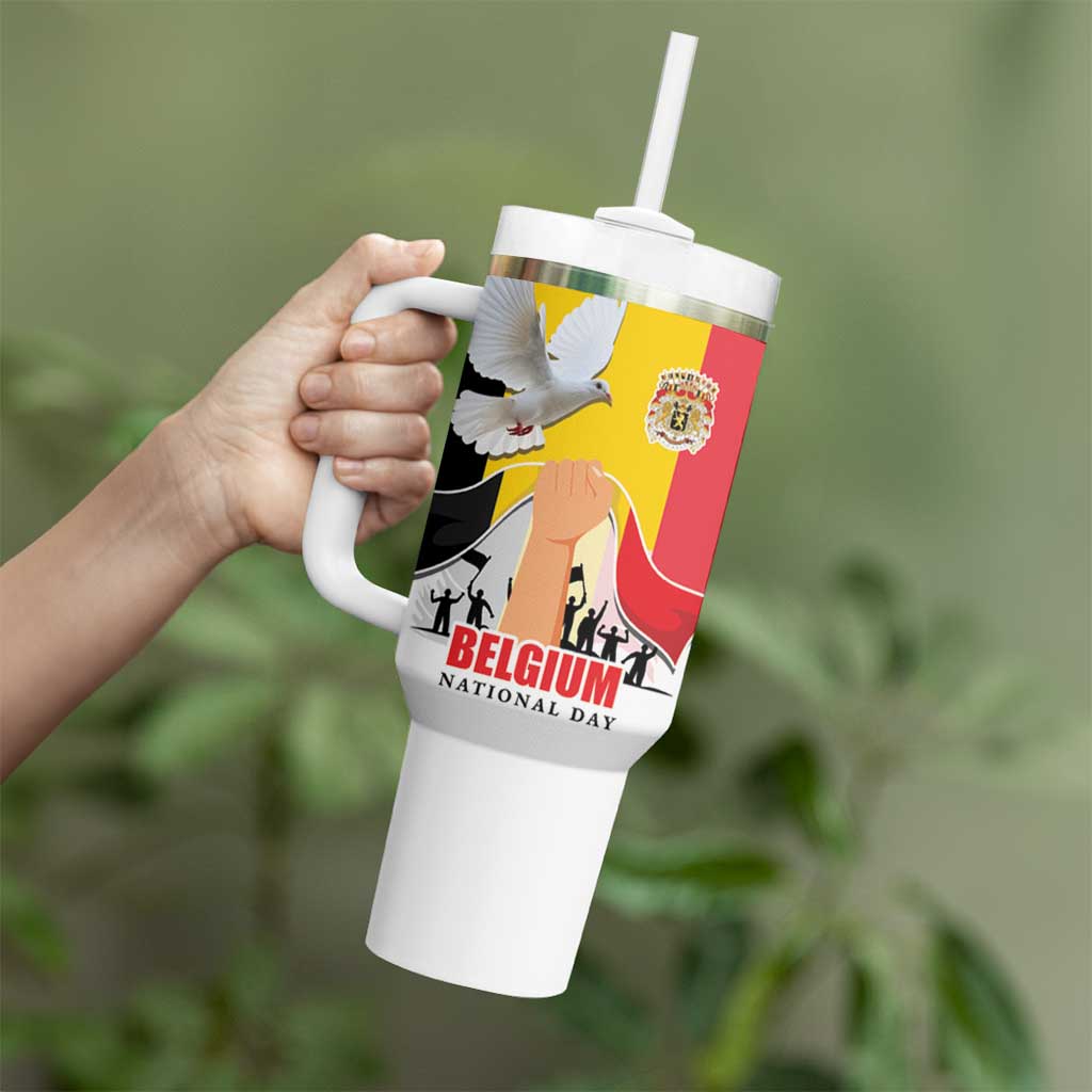 Belgian National Day Tumbler With Handle 21th July Flag with Dove
