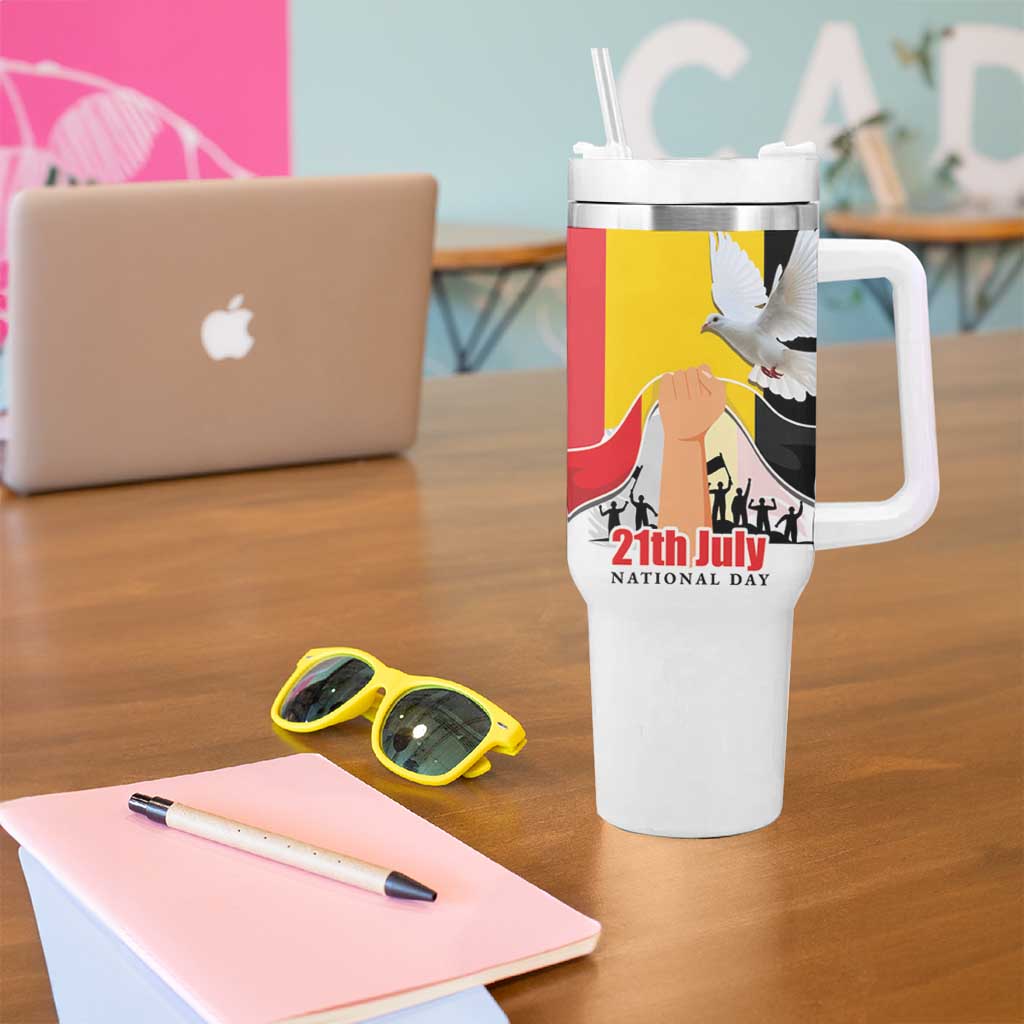 Belgian National Day Tumbler With Handle 21th July Flag with Dove