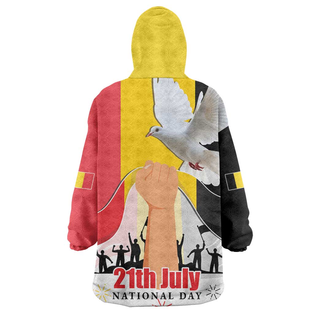 Belgian National Day Wearable Blanket Hoodie 21th July Flag with Dove