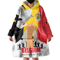 Belgian National Day Wearable Blanket Hoodie 21th July Flag with Dove