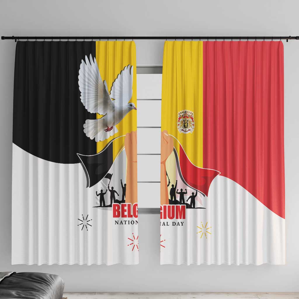Belgian National Day Window Curtain 21th July Flag with Dove