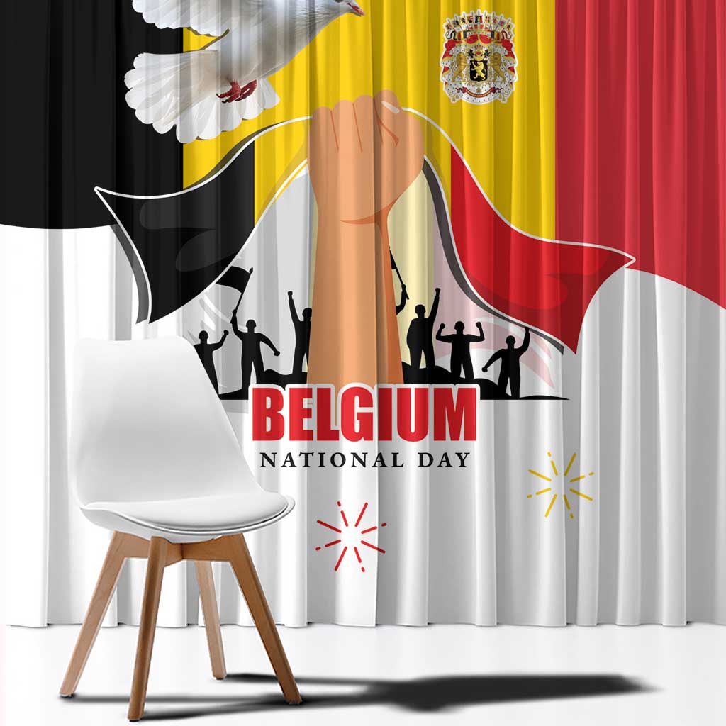 Belgian National Day Window Curtain 21th July Flag with Dove