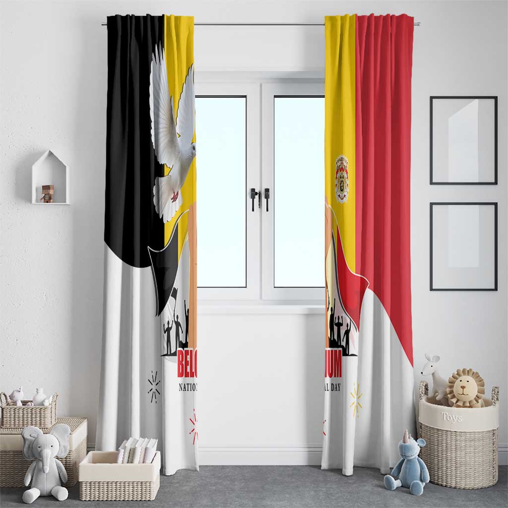 Belgian National Day Window Curtain 21th July Flag with Dove