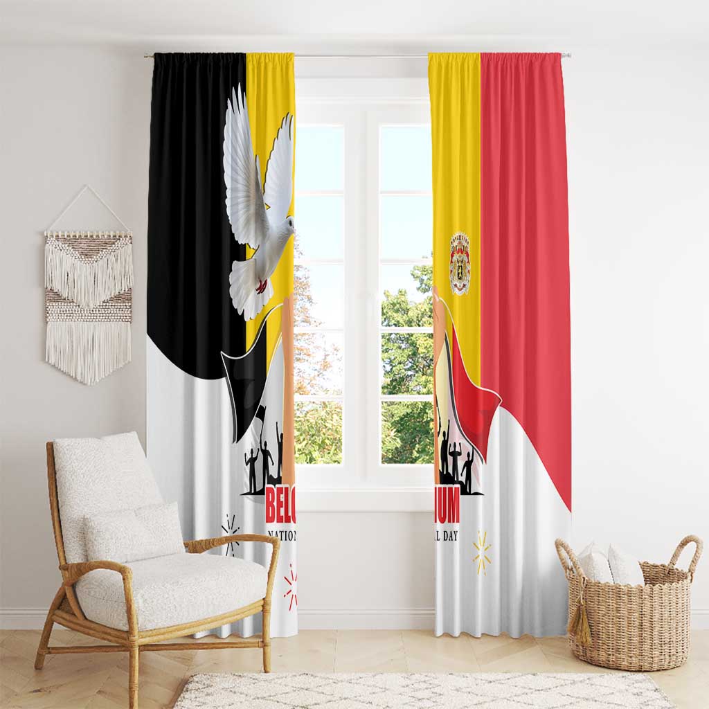 Belgian National Day Window Curtain 21th July Flag with Dove