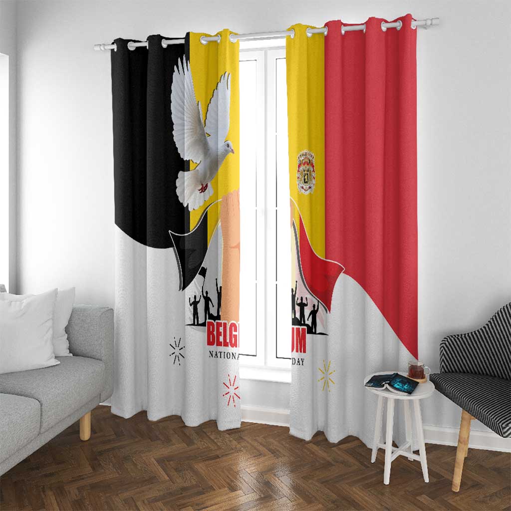 Belgian National Day Window Curtain 21th July Flag with Dove