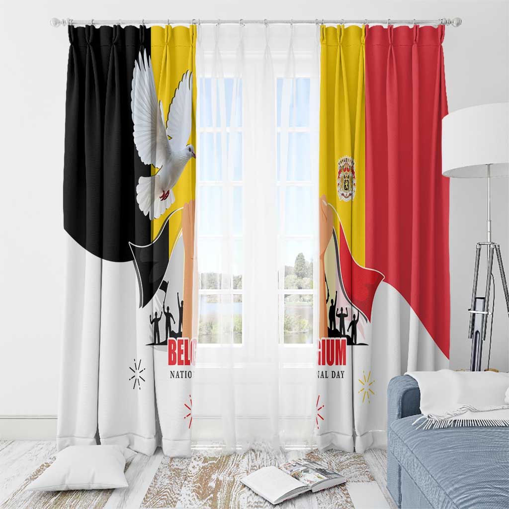 Belgian National Day Window Curtain 21th July Flag with Dove