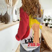 Belgian National Day Women Casual Shirt 21th July Flag with Dove