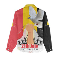 Belgian National Day Women Casual Shirt 21th July Flag with Dove