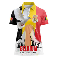 Belgian National Day Women Polo Shirt 21th July Flag with Dove