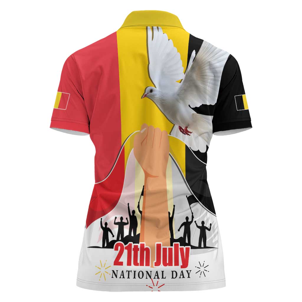 Belgian National Day Women Polo Shirt 21th July Flag with Dove