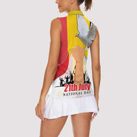 Belgian National Day Women Sleeveless Polo Shirt 21th July Flag with Dove