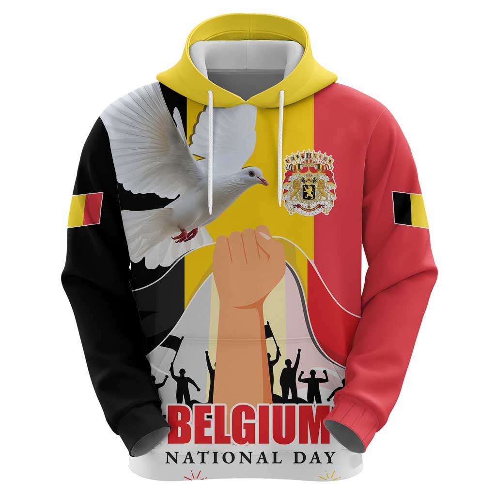 Belgian National Day Zip Hoodie 21th July Flag with Dove
