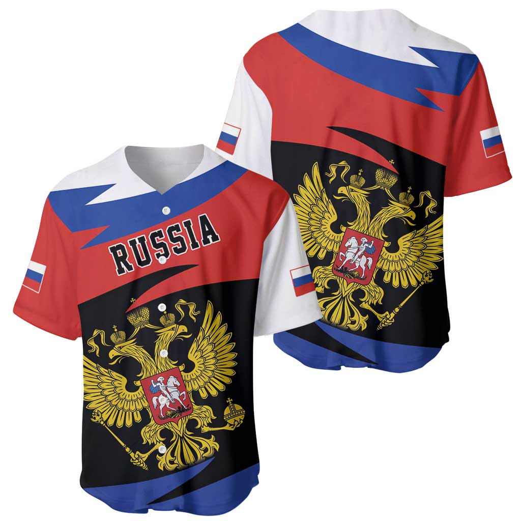 Russia Coat of Arms Baseball Jersey Russian Eagle Two Heads Simple Style LT17 - Wonder Print Shop