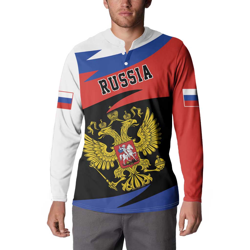Russia Coat of Arms Button Sweatshirt Russian Eagle Two Heads Simple Style LT17 - Wonder Print Shop