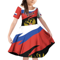 Russia Coat of Arms Family Matching Off Shoulder Short Dress and Hawaiian Shirt Russian Eagle Two Heads Simple Style LT17 - Wonder Print Shop