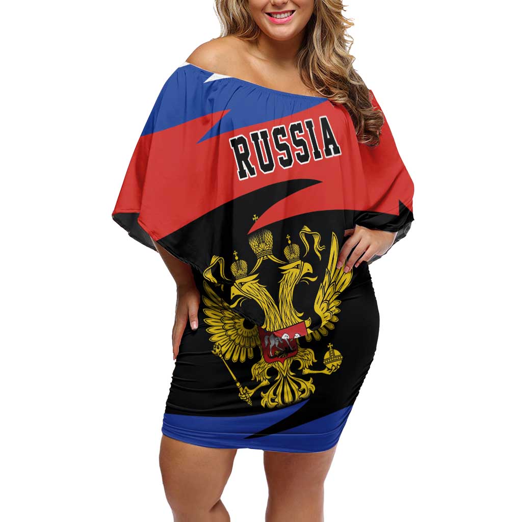 Russia Coat of Arms Family Matching Off Shoulder Short Dress and Hawaiian Shirt Russian Eagle Two Heads Simple Style LT17 - Wonder Print Shop