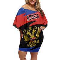 Russia Coat of Arms Family Matching Off Shoulder Short Dress and Hawaiian Shirt Russian Eagle Two Heads Simple Style LT17 - Wonder Print Shop