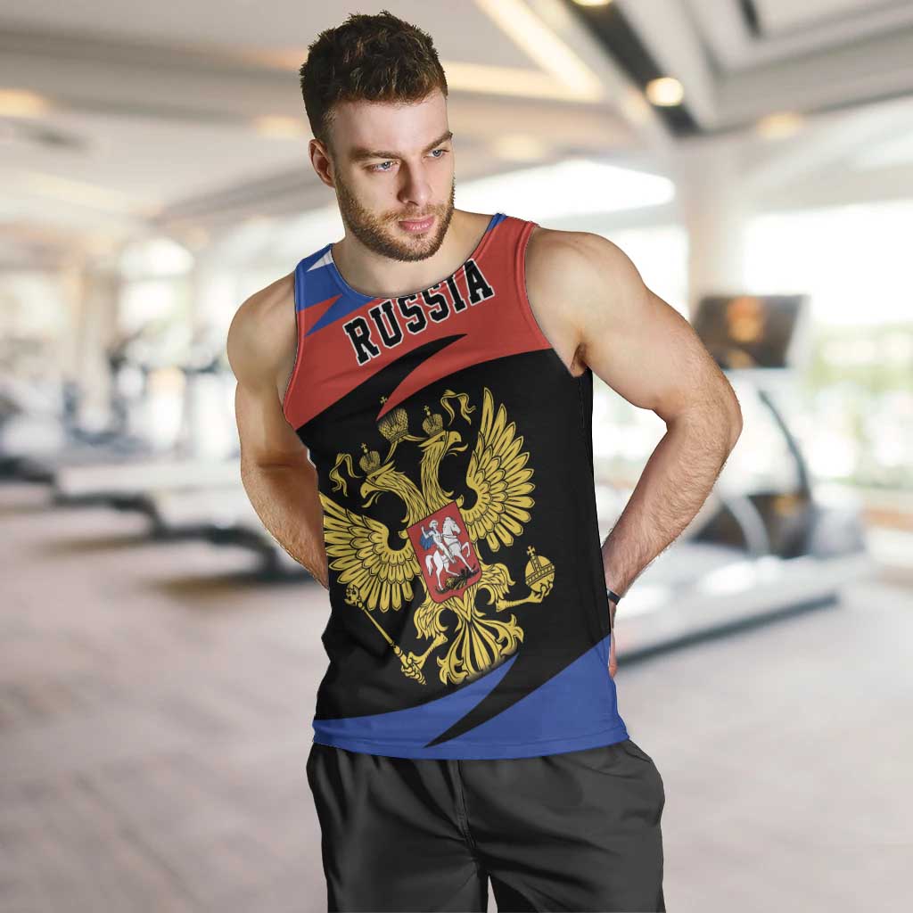 Russia Coat of Arms Men Tank Top Russian Eagle Two Heads Simple Style LT17 - Wonder Print Shop