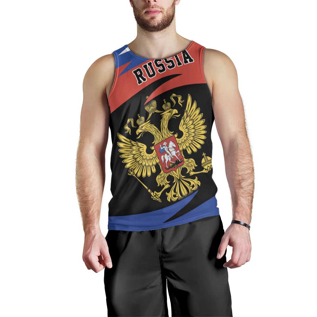 Russia Coat of Arms Men Tank Top Russian Eagle Two Heads Simple Style LT17 - Wonder Print Shop