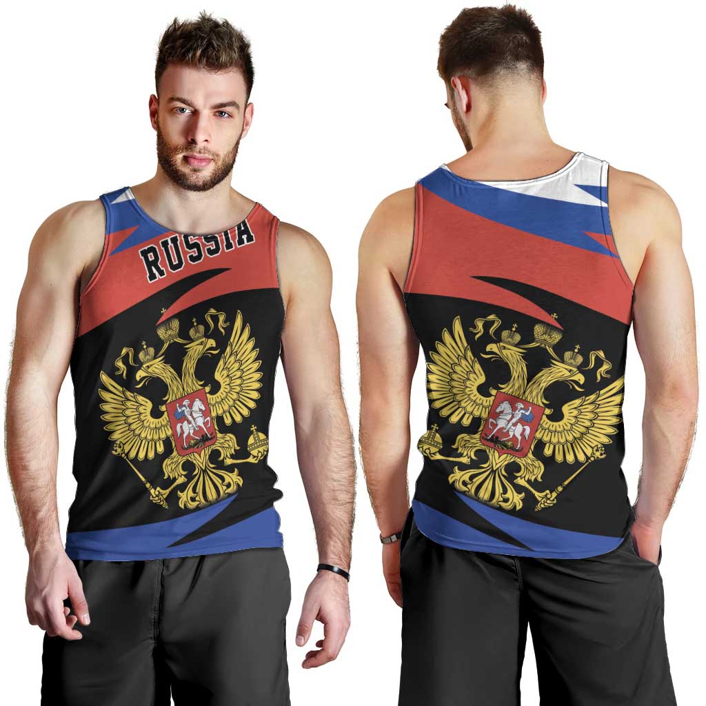 Russia Coat of Arms Men Tank Top Russian Eagle Two Heads Simple Style LT17 - Wonder Print Shop