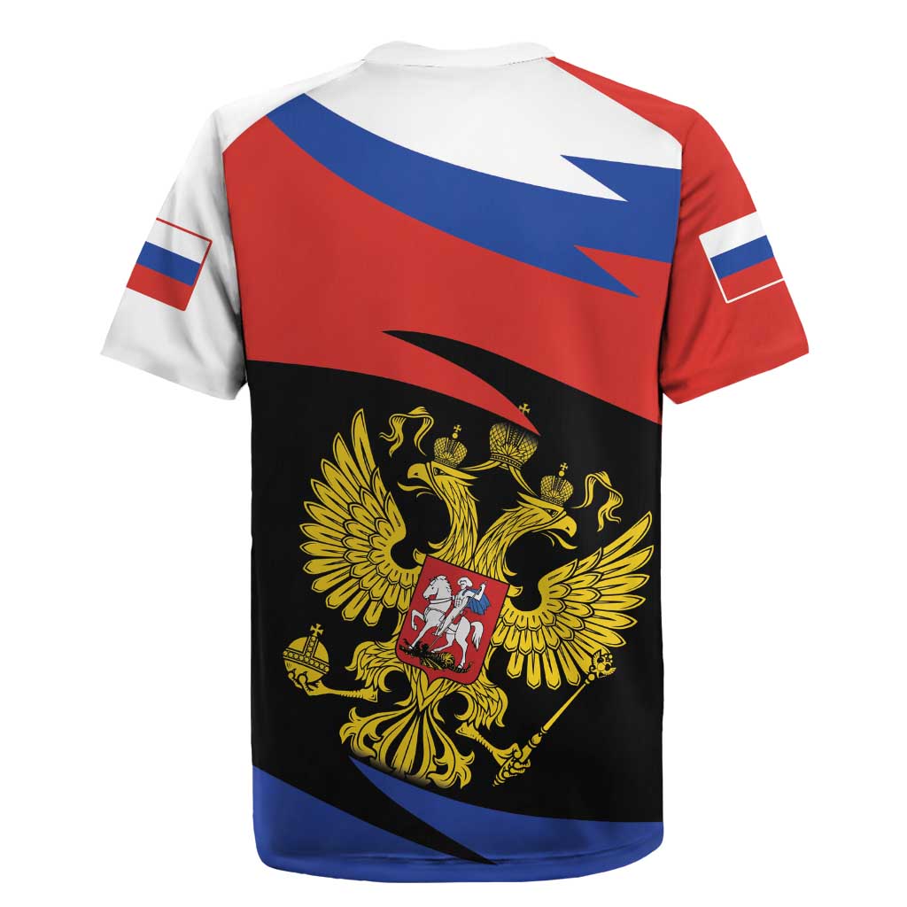 Russia Coat of Arms Rugby Jersey Russian Eagle Two Heads Simple Style LT17 - Wonder Print Shop