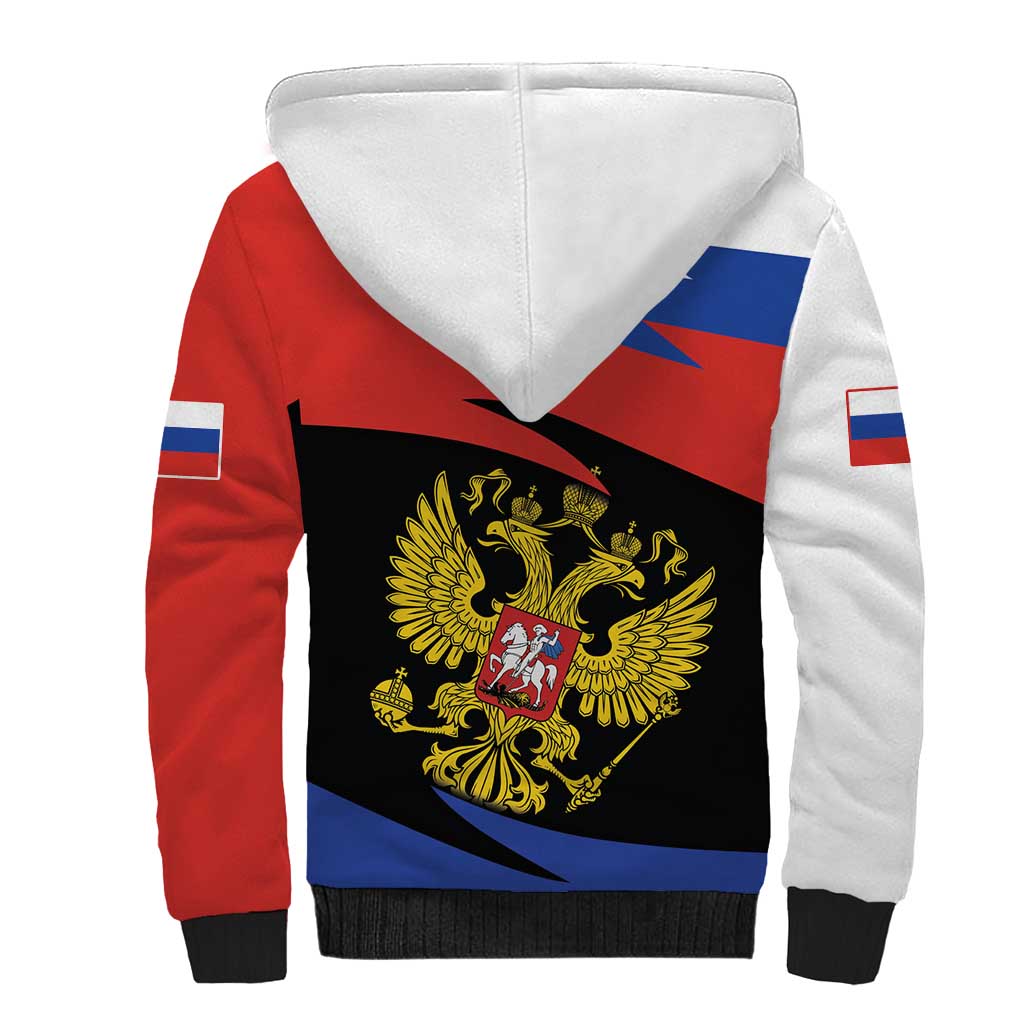 Russia Coat of Arms Sherpa Hoodie Russian Eagle Two Heads Simple Style LT17 - Wonder Print Shop