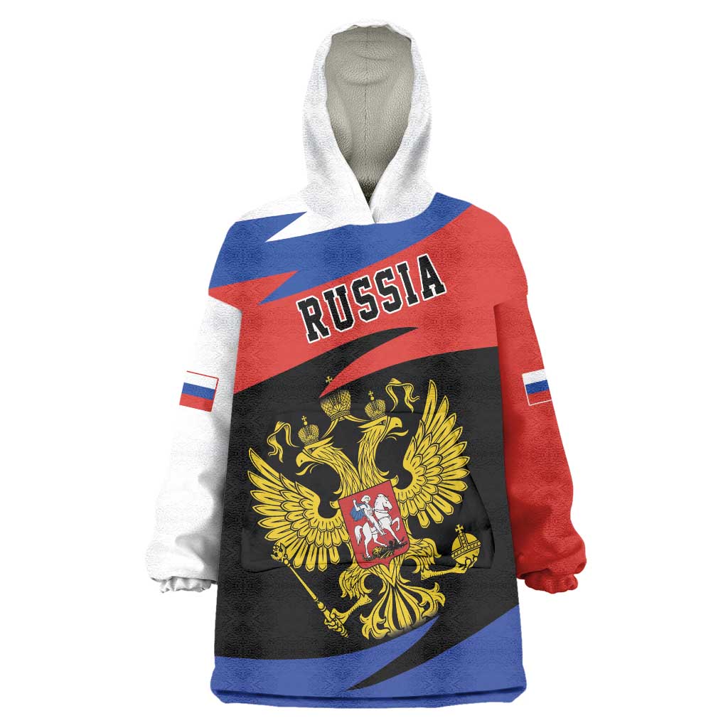 Russia Coat of Arms Wearable Blanket Hoodie Russian Eagle Two Heads Simple Style LT17 - Wonder Print Shop