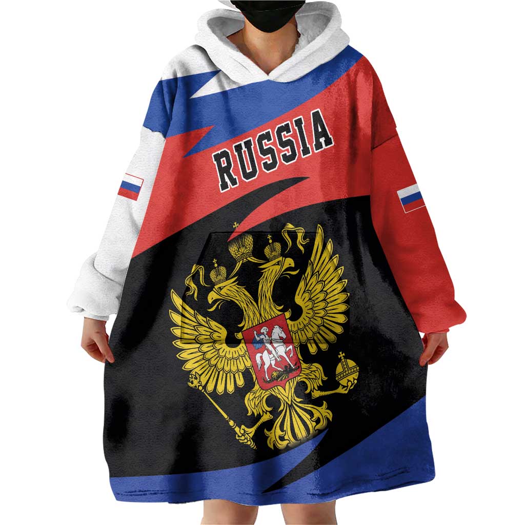 Russia Coat of Arms Wearable Blanket Hoodie Russian Eagle Two Heads Simple Style LT17 - Wonder Print Shop