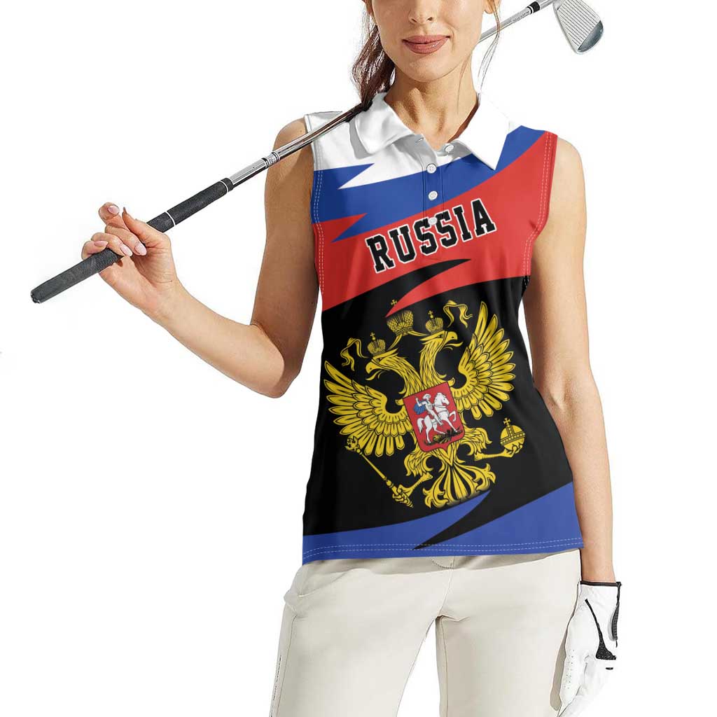 Russia Coat of Arms Women Sleeveless Polo Shirt Russian Eagle Two Heads Simple Style LT17 - Wonder Print Shop