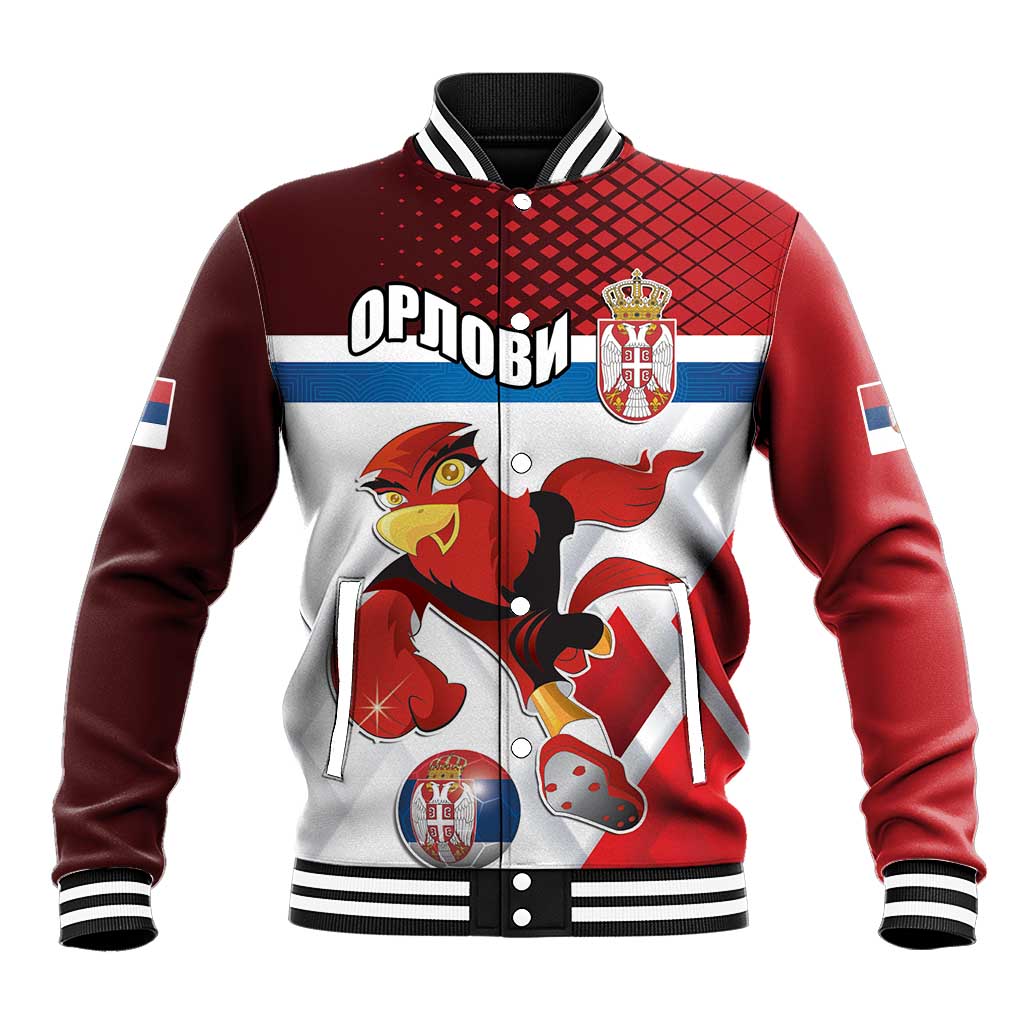 Custom Serbia Football Baseball Jacket Sporty Style with Eagle Mascot