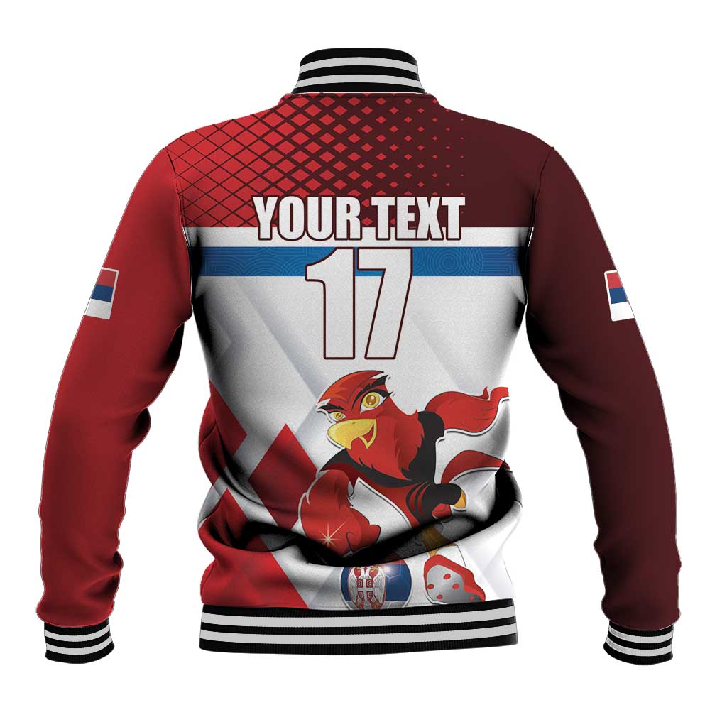 Custom Serbia Football Baseball Jacket Sporty Style with Eagle Mascot