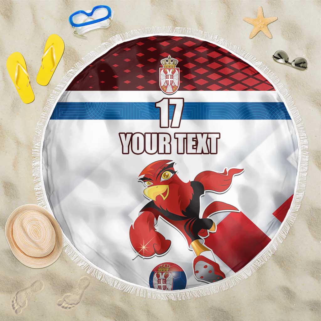 Custom Serbia Football Beach Blanket Sporty Style with Eagle Mascot