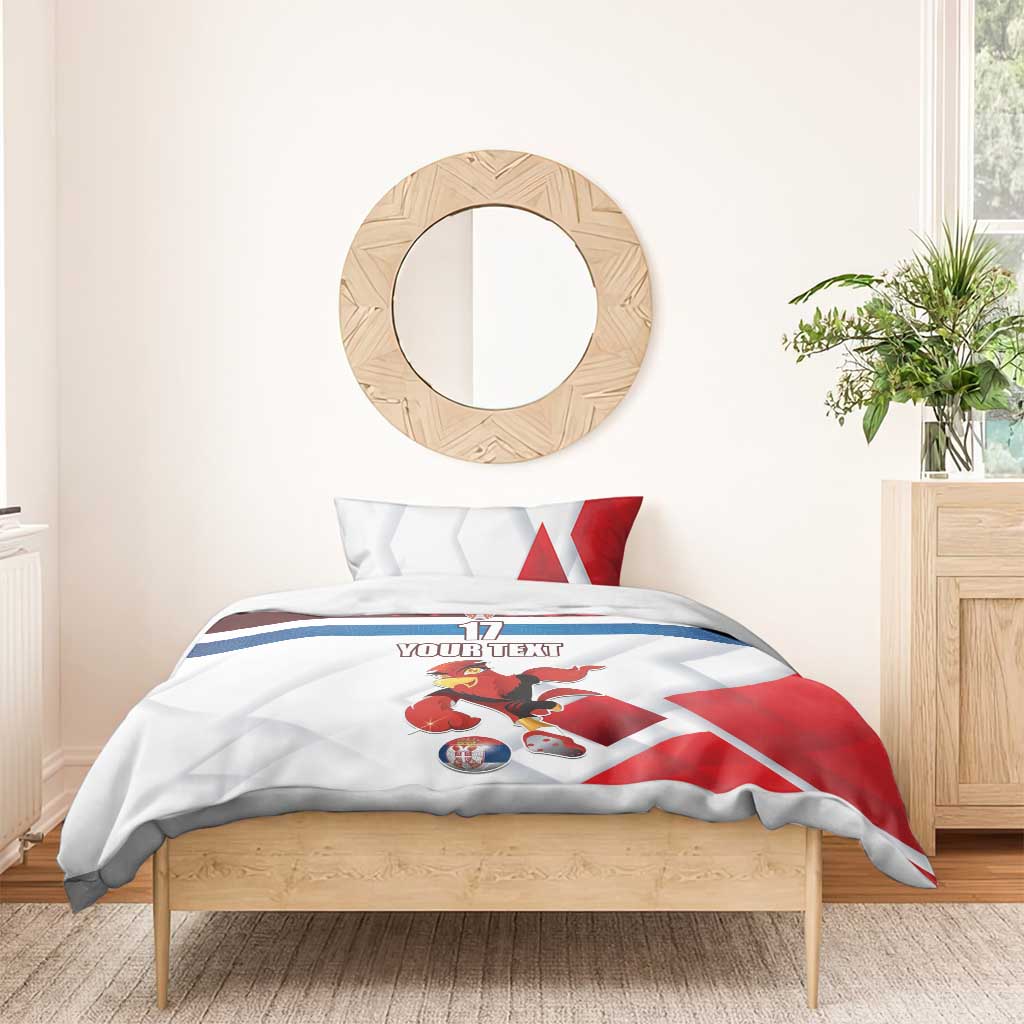 Custom Serbia Football Bedding Set Sporty Style with Eagle Mascot