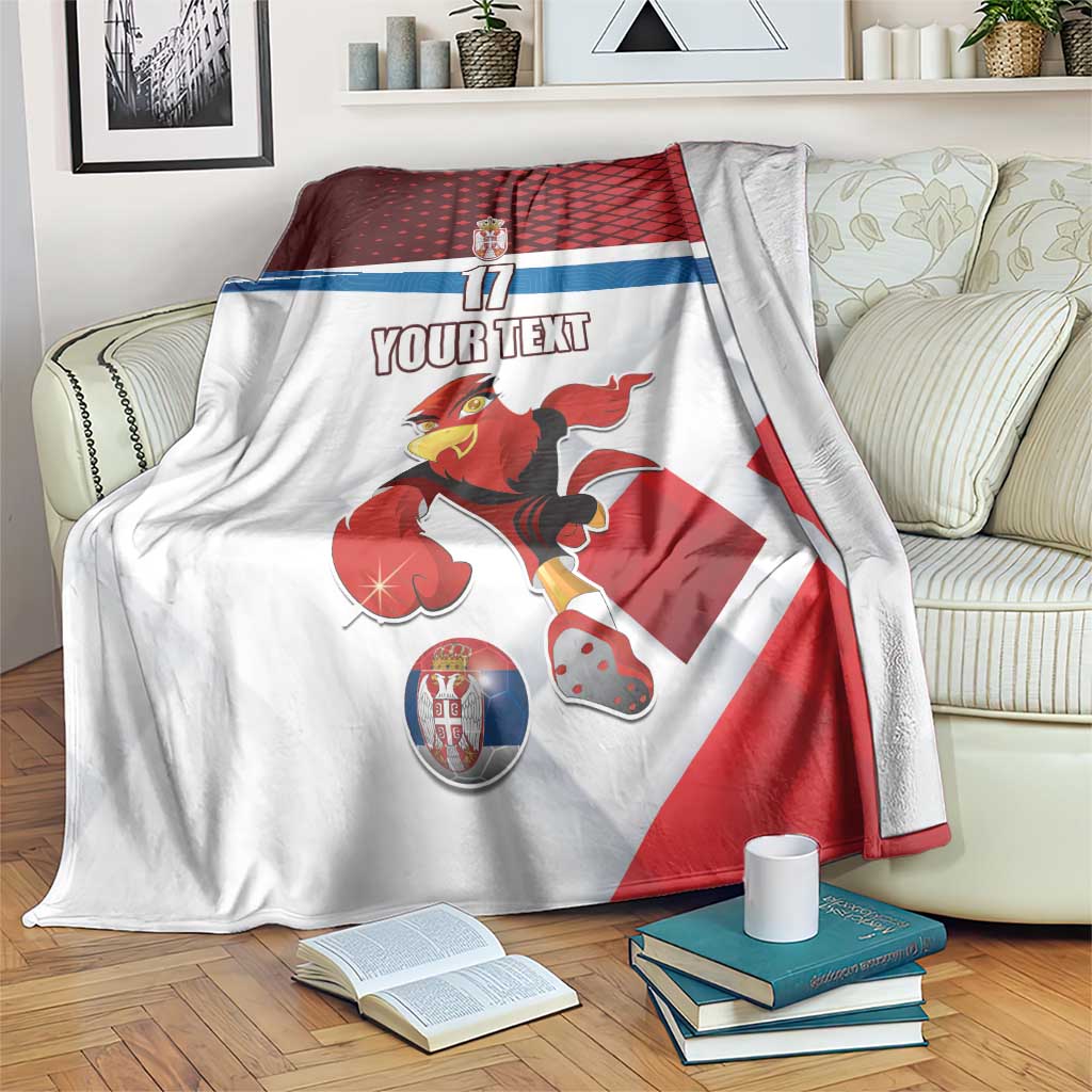 Custom Serbia Football Blanket Sporty Style with Eagle Mascot