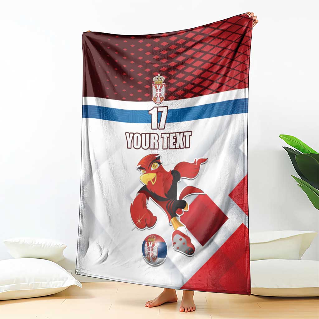 Custom Serbia Football Blanket Sporty Style with Eagle Mascot