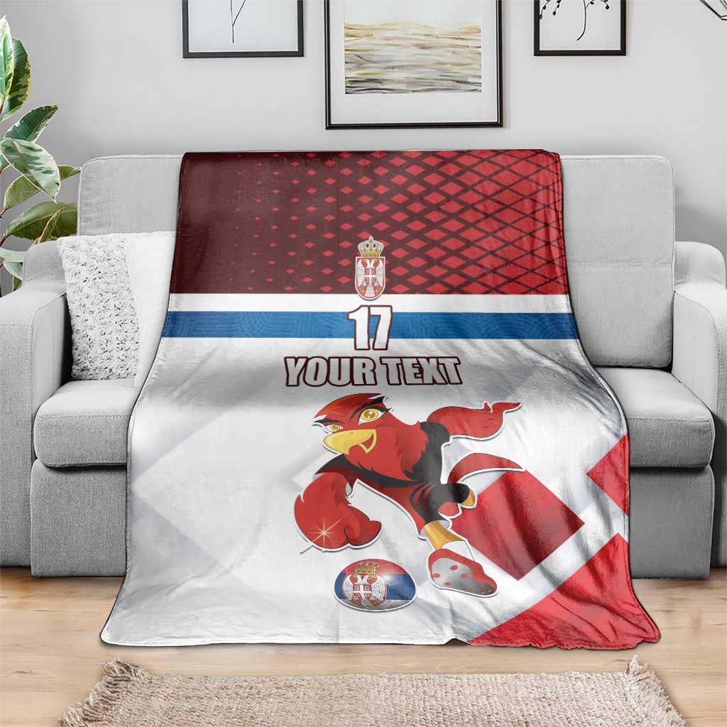 Custom Serbia Football Blanket Sporty Style with Eagle Mascot