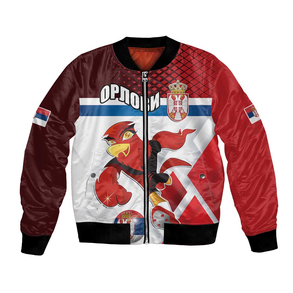 Custom Serbia Football Bomber Jacket Sporty Style with Eagle Mascot