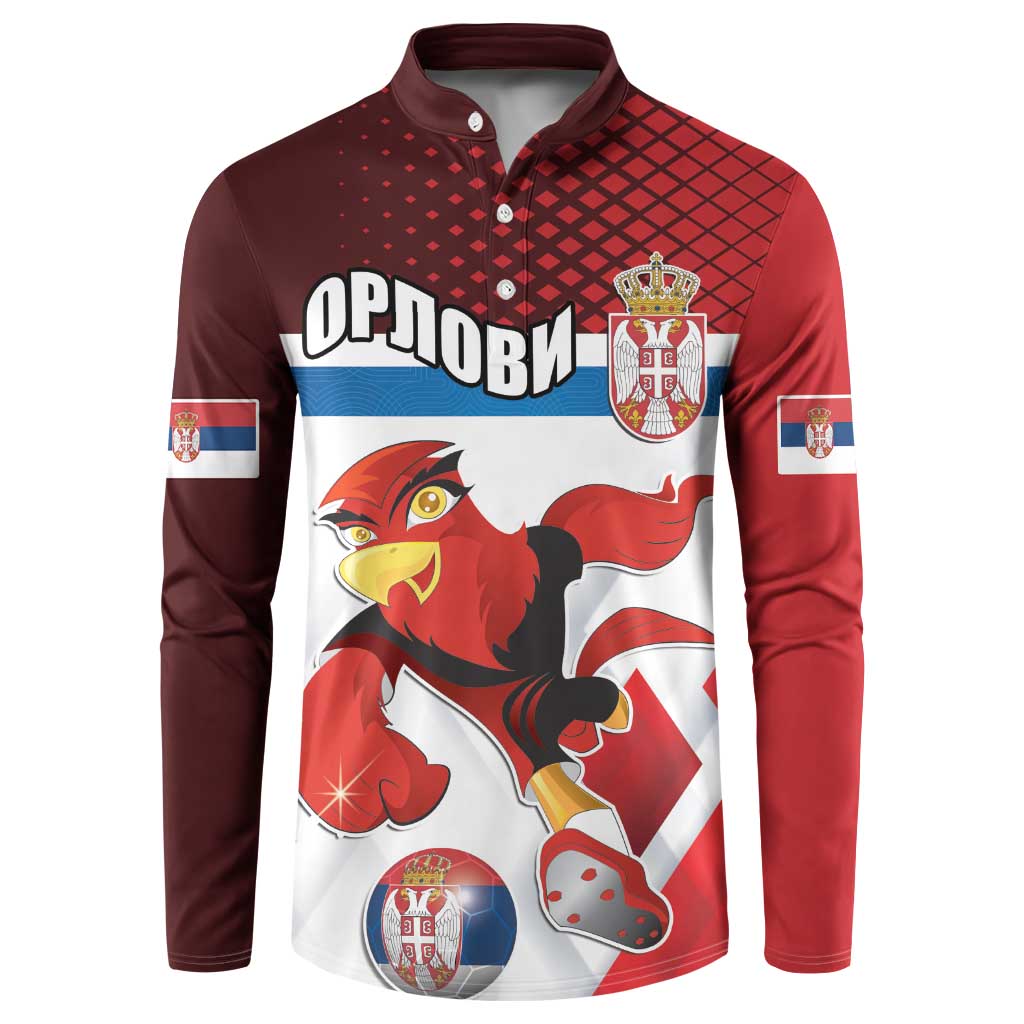Custom Serbia Football Button Sweatshirt Sporty Style with Eagle Mascot