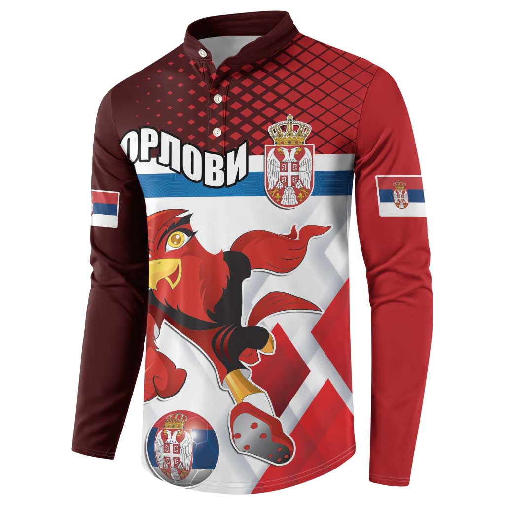 Custom Serbia Football Button Sweatshirt Sporty Style with Eagle Mascot